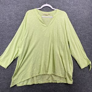 Soft Surroundings Top Womens 3X Green Tunic V-Neck Ladies Casual Relax Comfy